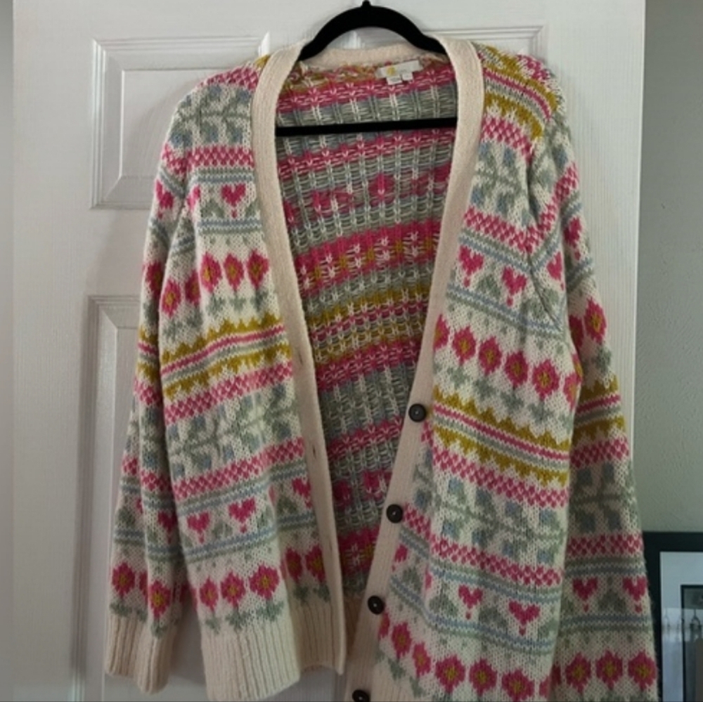 Fluffy Fair Isle Cardigan Size Small - Picture 4 of 4